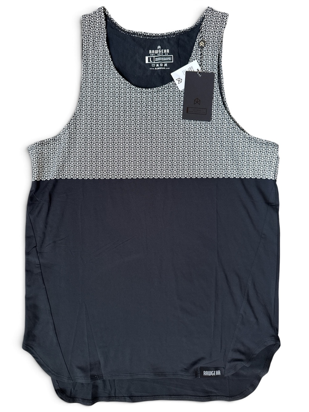 NWT Raw Gear Men’s Black And White Tank Top Large Weight Lifting Gym Running